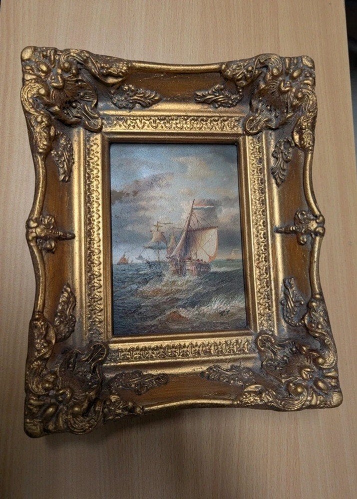 Klassiek schilderij Nederlandse scheepvaart 2, Antiquités & Art, Art | Peinture | Classique, Enlèvement ou Envoi, Peinture à l'huile