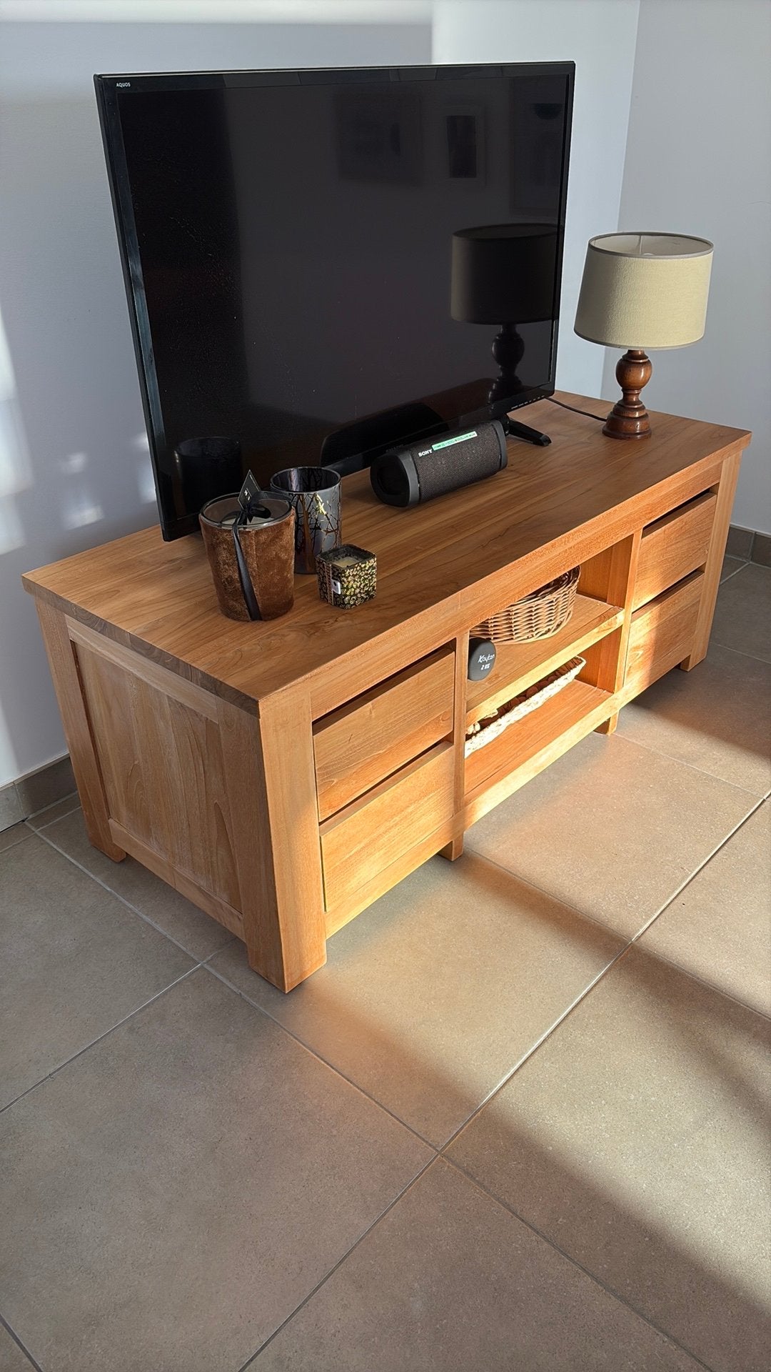 Table de TV en Teck, Enlèvement, Comme neuf, Teck