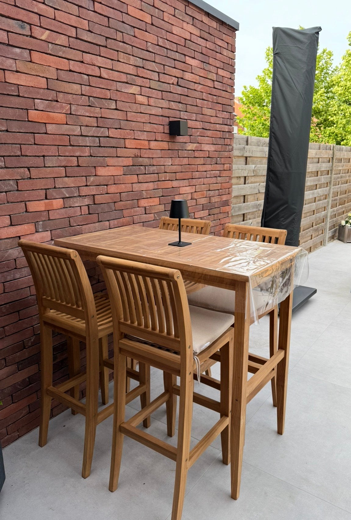 Teak bartafel met 4 stoelen, Ophalen, 4 zitplaatsen, Teakhout, Zo goed als nieuw