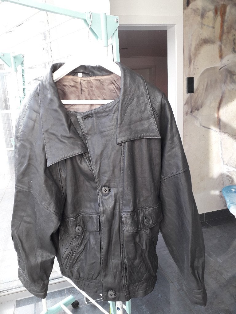 Heren vest in leer zwart maat Medium in mooie staat, Kleding | Heren, Ophalen, Gedragen, Maat 48/50 (M), Zwart