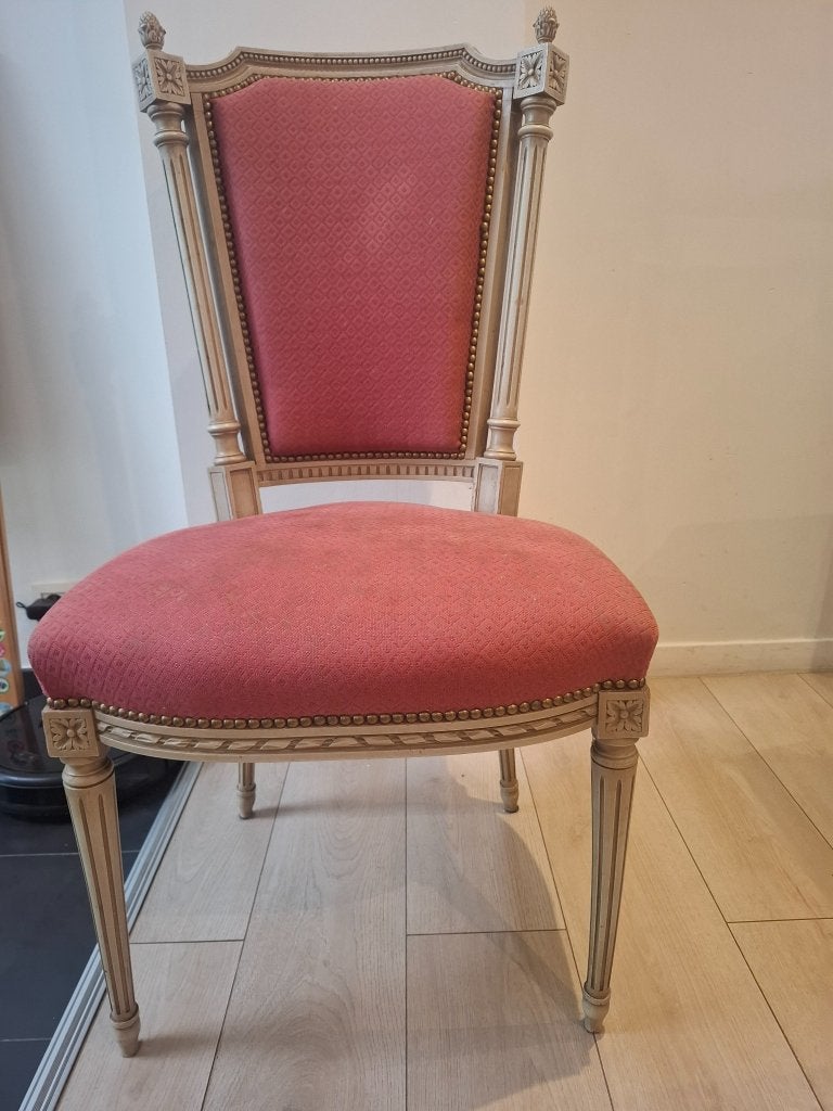 Set van 4 Louis XVI-stijl eetkamerstoelen, Maison & Meubles, Chaises, Rouge, Louis XVI, Bois, Enlèvement