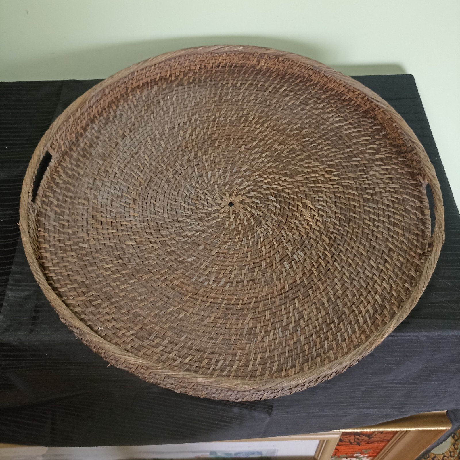 Prachtig Groot Vintage Rotan Dienblad (Handgemaakt, ca. 49 c, Huis en Inrichting, Ophalen of Verzenden, Gevlochten, Dienblad
