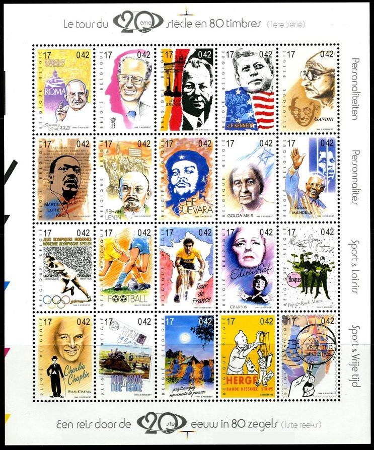 BL83 Timbres Le Tour du 20eme siècle en 80 timbres (Tintin), Envoi, Timbre-poste, Neuf