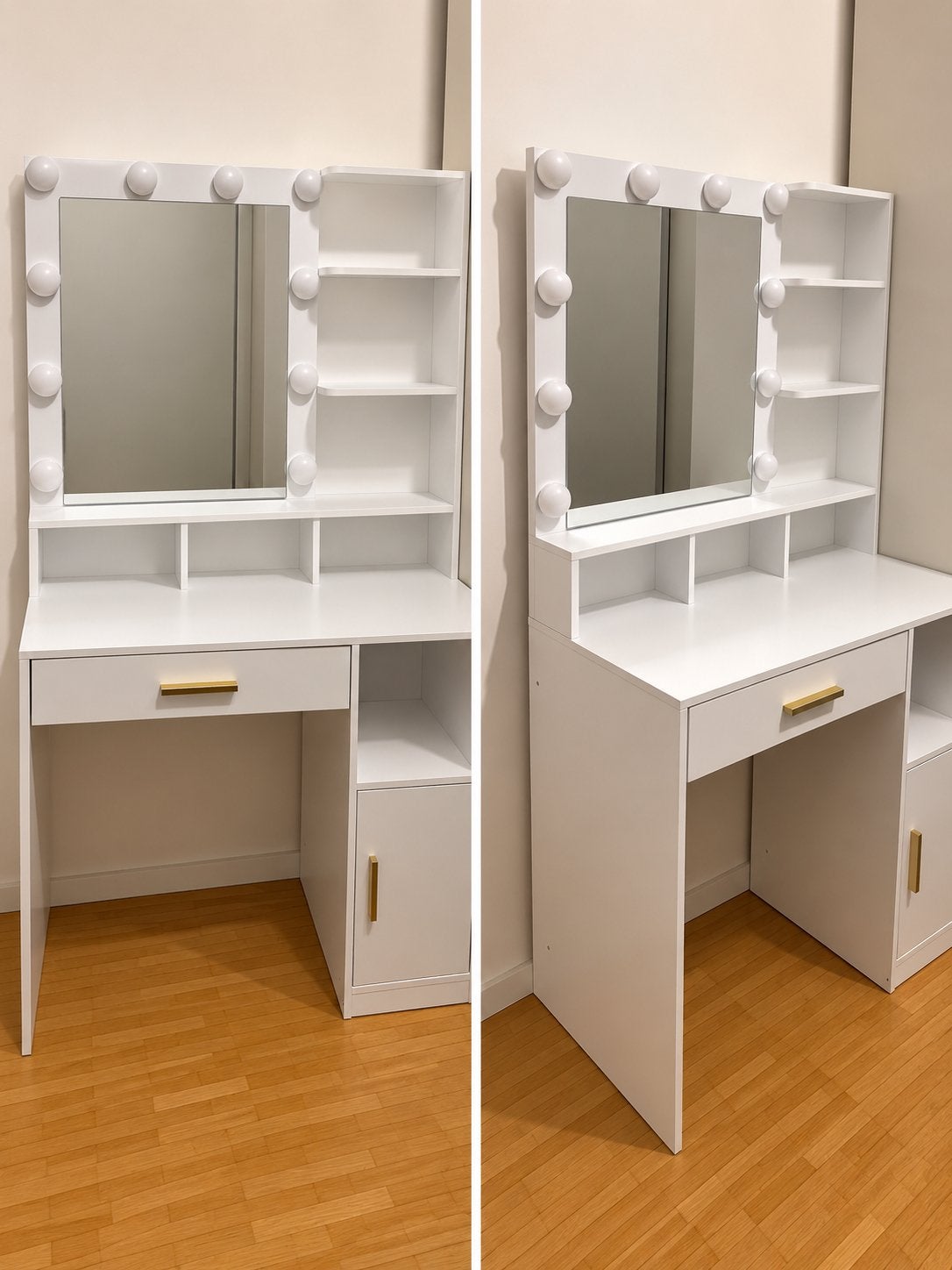 Coiffeuse blanche avec miroir LED, Enlèvement, Comme neuf