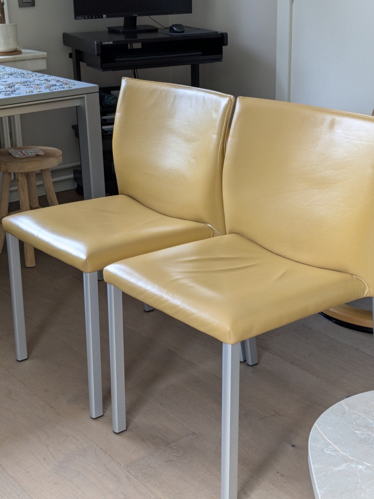 4 lederen Leolux stoelen, Ophalen