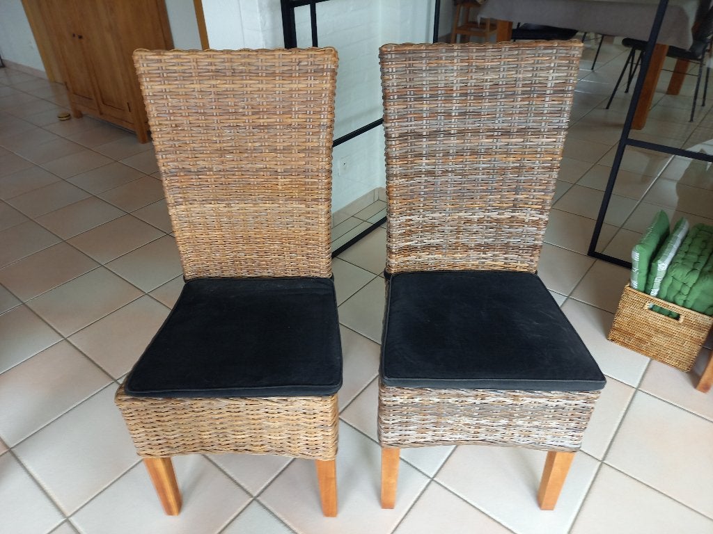 rotan, teak stoelen, Huis en Inrichting, Ophalen, Twee, Bruin, Hout