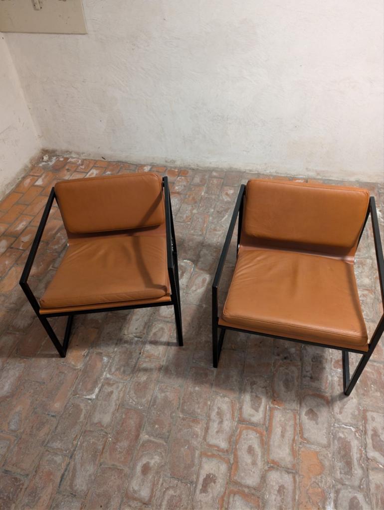 Handgemaakte leren lounge stoelen (2 stuks), Huis en Inrichting, Ophalen, Zo goed als nieuw, Leer