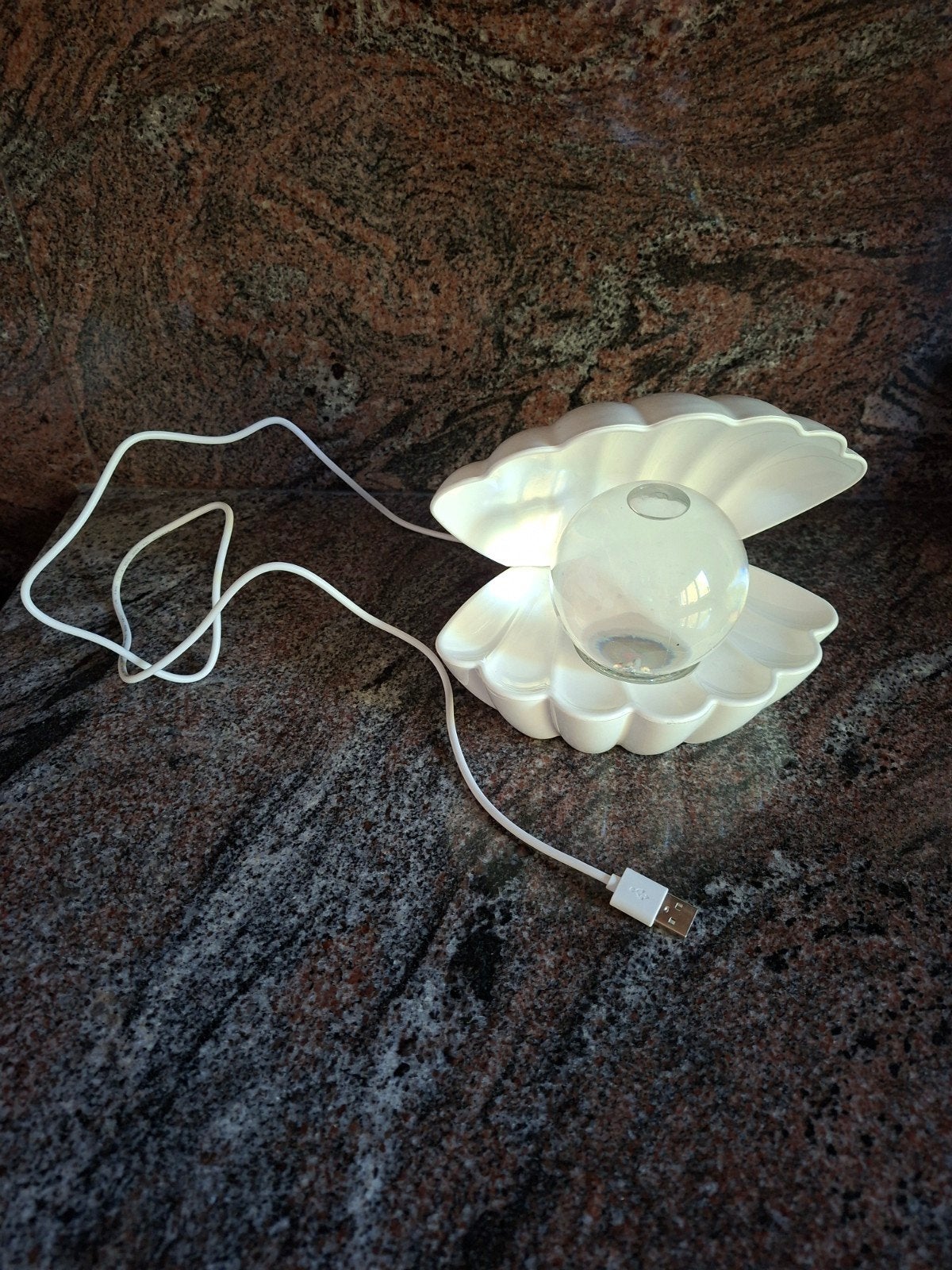 Lamp, Schelp met glitterparel, in perfecte nieuwstaat, Met schakelaar, Kunststof, Wit, Ophalen of Verzenden