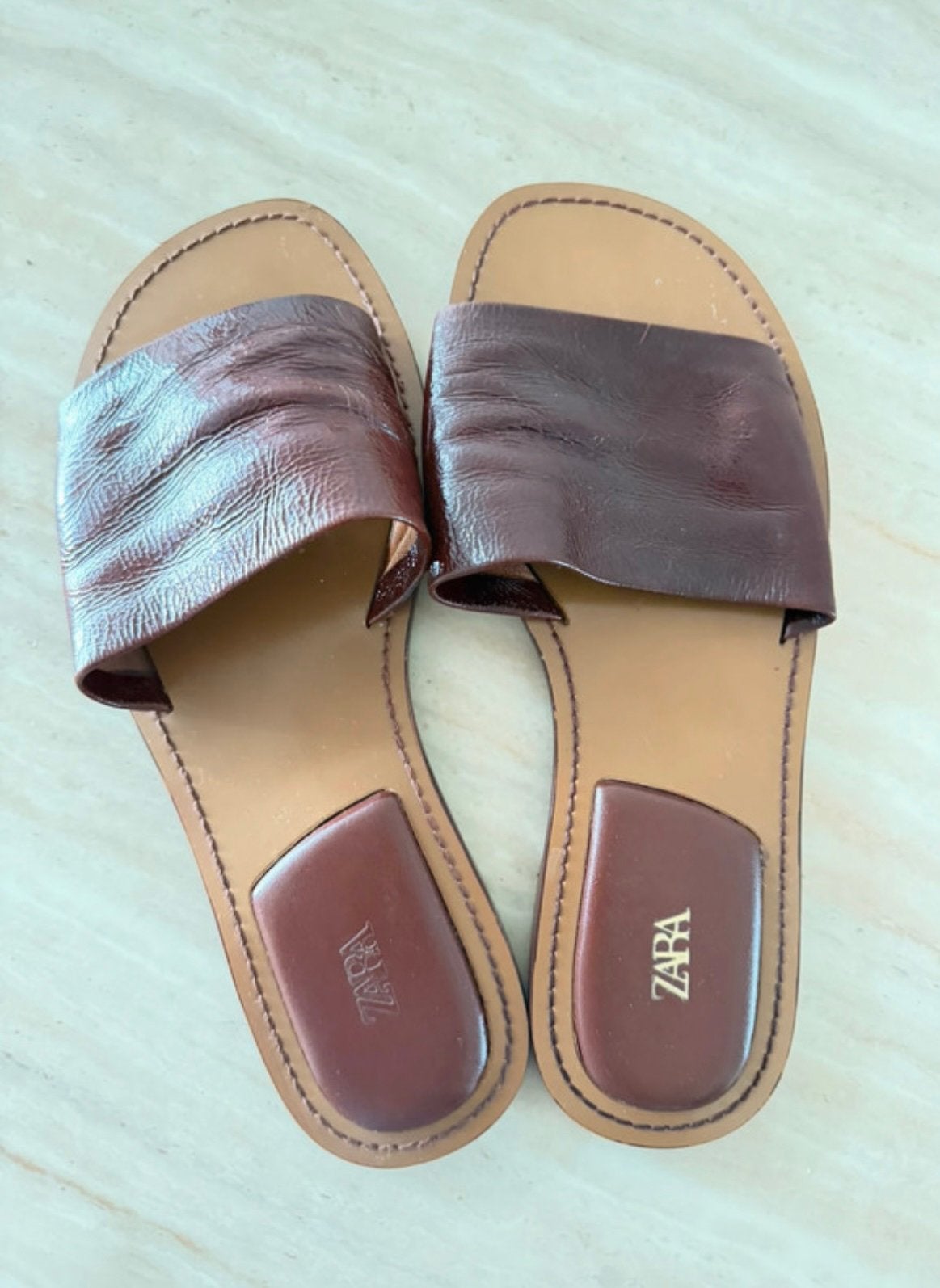 sandales Zara pour femme, Enlèvement ou Envoi, Comme neuf, Brun, Sandales et Mûles