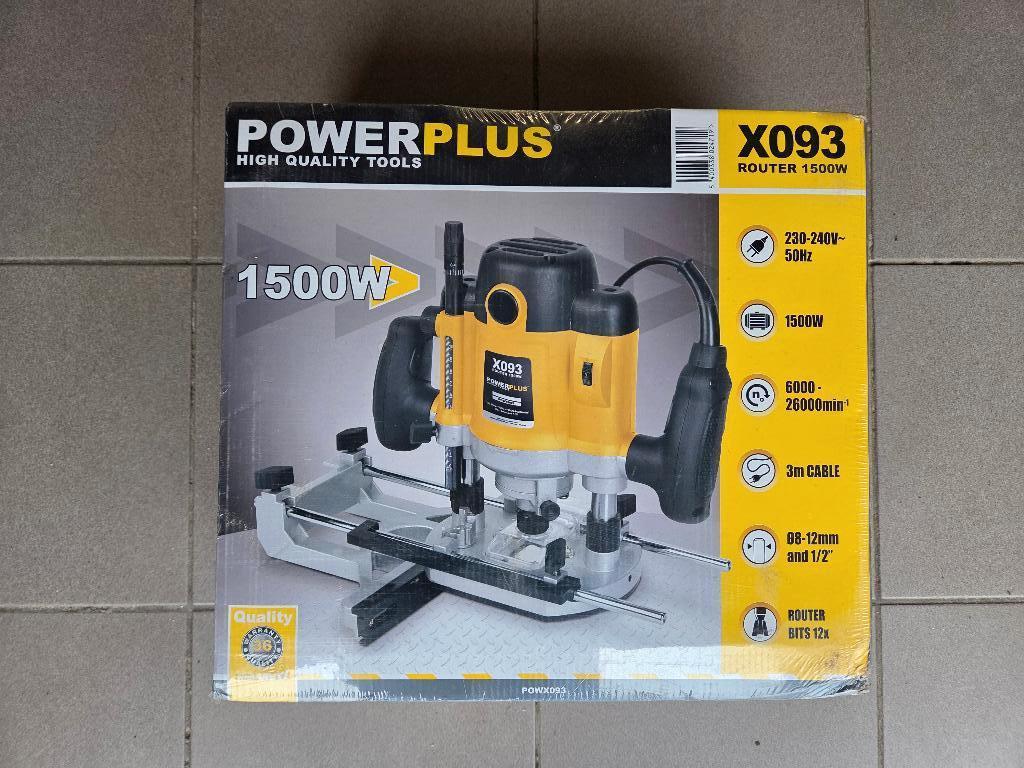 Routeur PowerPlus X093 1500 W + kit de fraisage 12 pièces, Bricolage & Construction, Neuf, Électrique, Enlèvement ou Envoi, Routeur