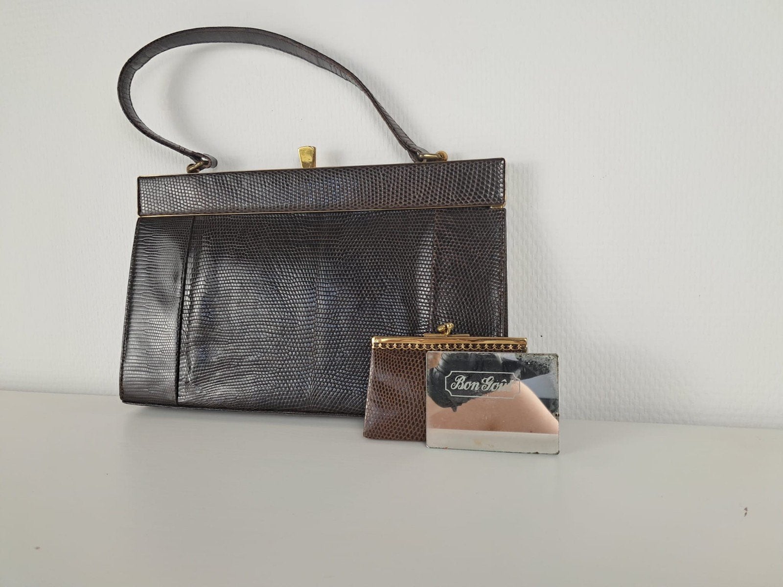 Sac à main Vintage Bon Goût/Cuir de reptile véritable, -, Comme neuf, Bon Goût, -