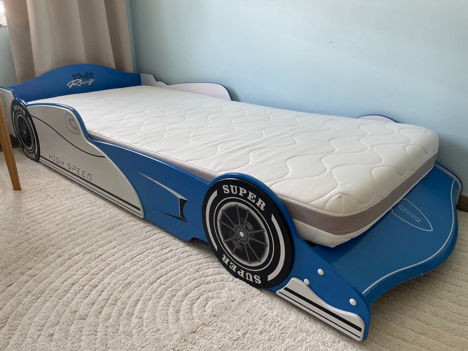 Lit enfant voiture Formula 1 avec matelas, Enlèvement ou Envoi, Matelas, 180 cm ou plus, 85 à 100 cm