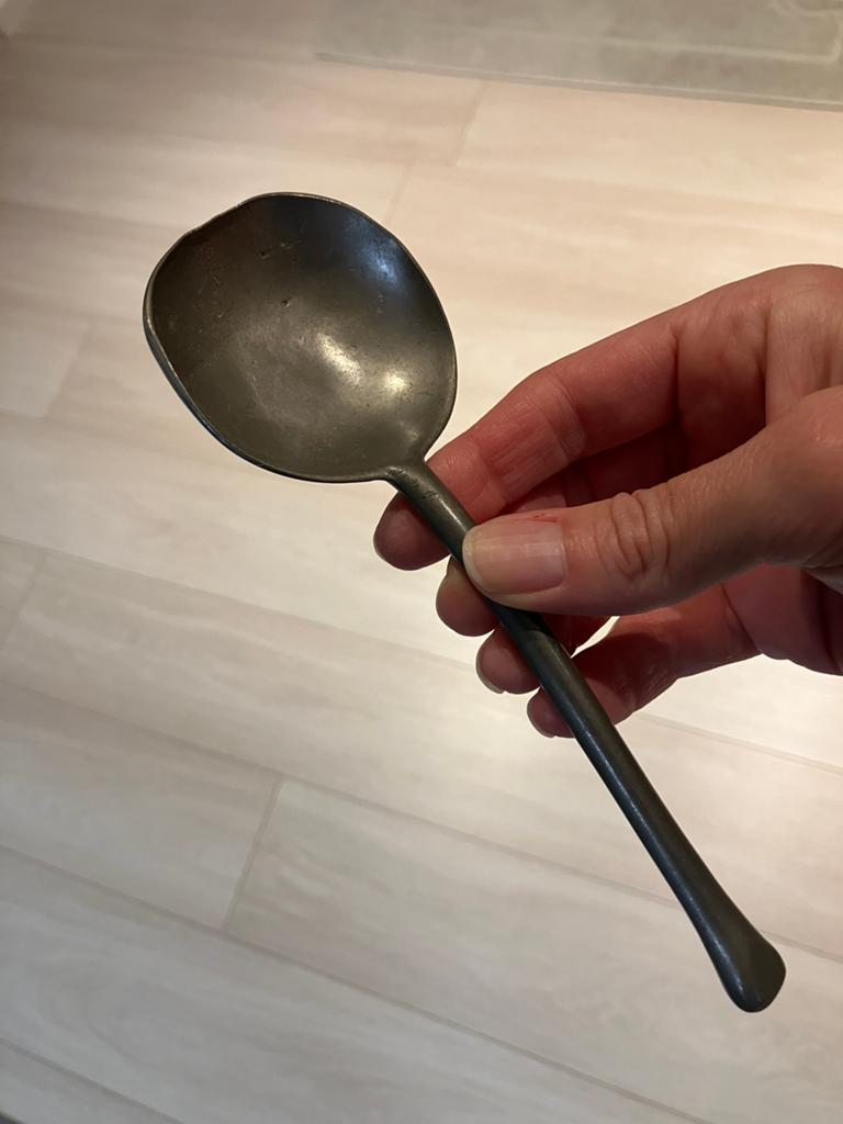 Vintage / oldskool tinnen lepel, Ophalen of Verzenden