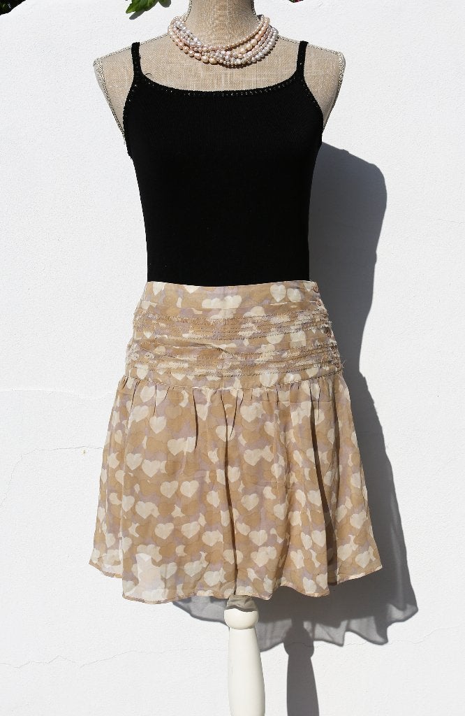 Prachtige zijden rok S/M, Beige, Kookai, Ophalen of Verzenden, Zo goed als nieuw