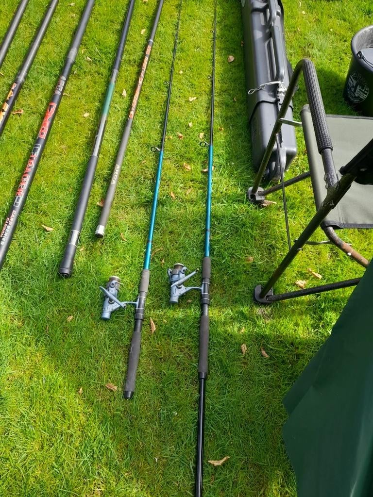 Volledige set hengelsportmateriaal in perfecte staat, Watersport en Boten, Ophalen, Zo goed als nieuw, Complete hengel