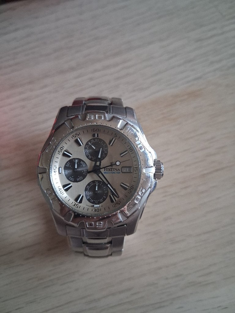 Uuwerk merk festina  heren model, Enlèvement ou Envoi, Comme neuf, Acier, Montre-bracelet