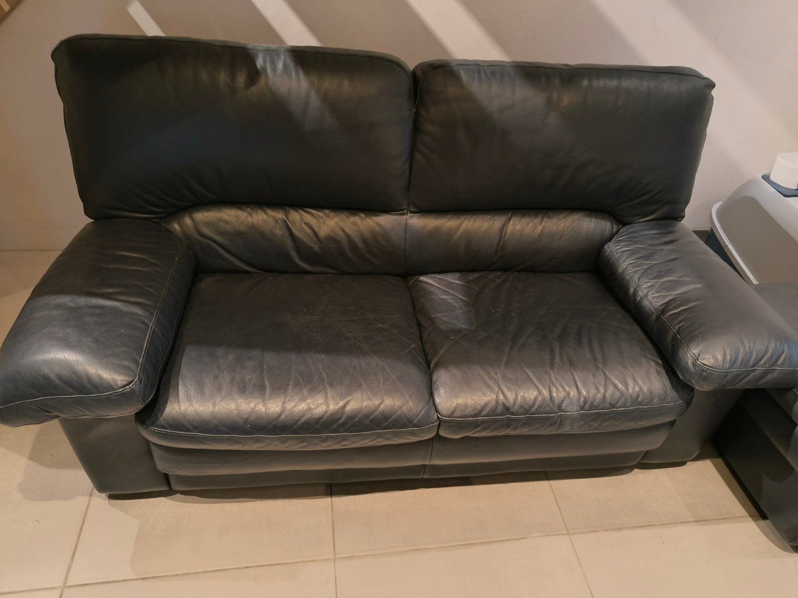siège 2 places en cuir avec pouf, Enlèvement