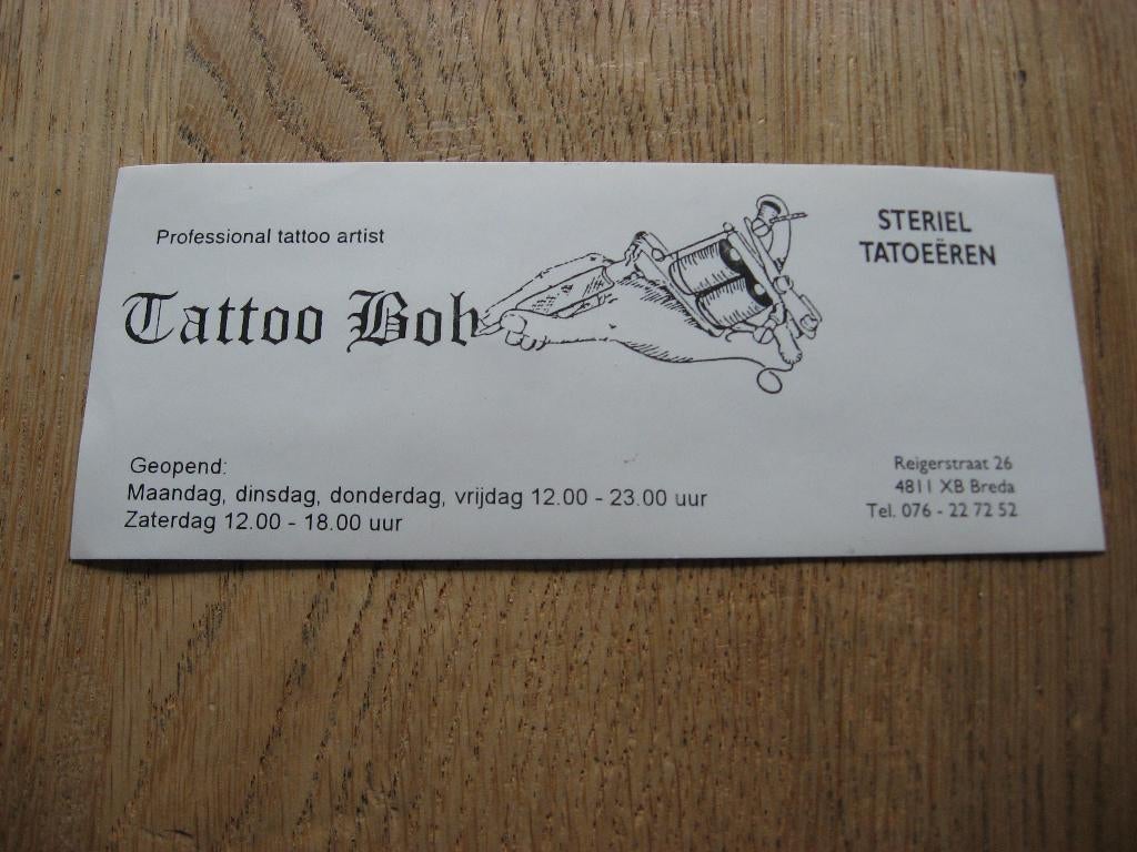 Autocollant Bob Breda, tatoueur, 14,5 x 6 cm, Enlèvement ou Envoi, Neuf, Autres types