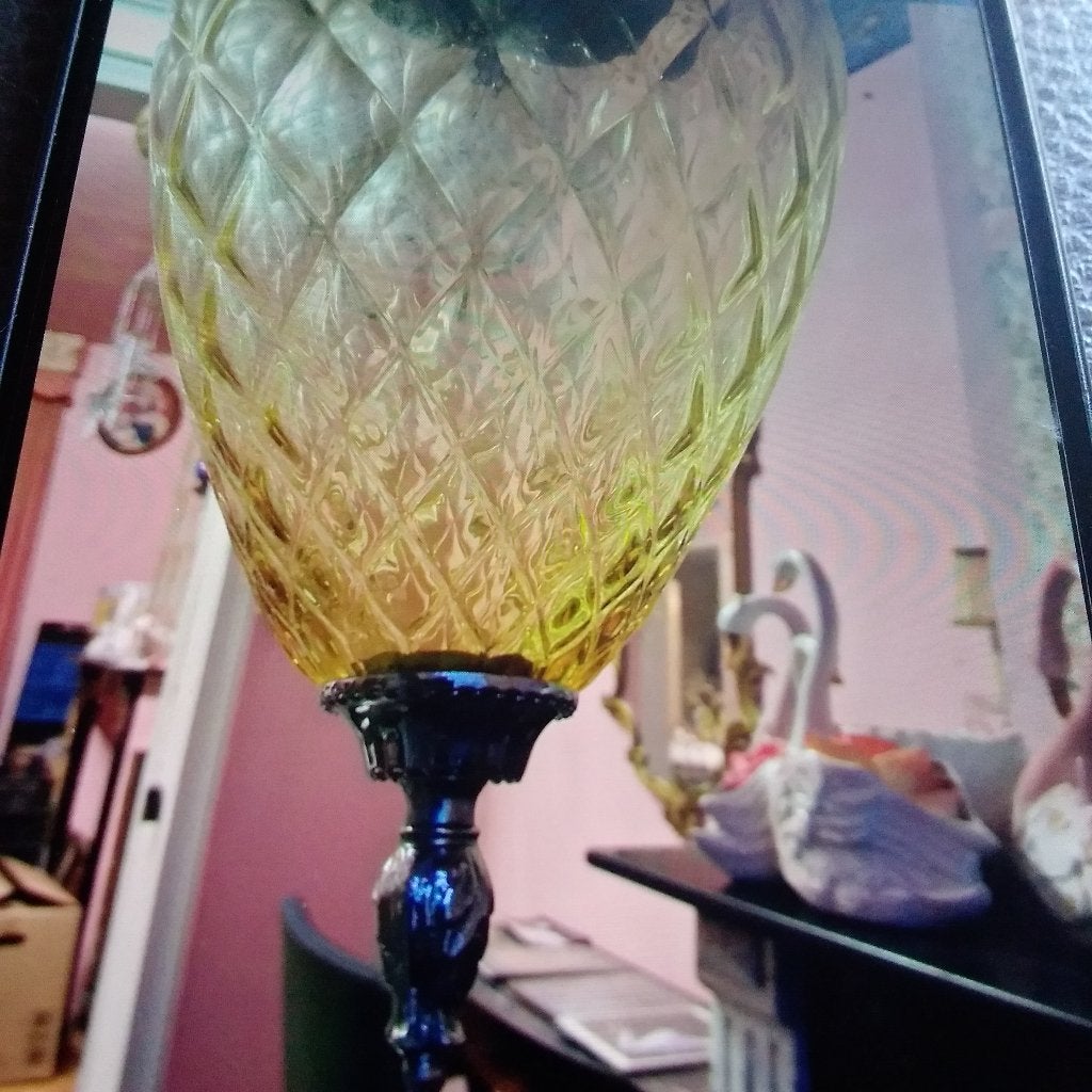 Vintage peervormige hanglamp in glas .hollywood style, Antiek en Kunst, Ophalen of Verzenden