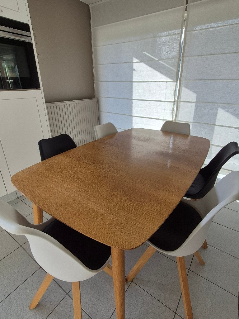 Keukentafel en stoelen, Ophalen, Overige materialen, Gebruikt, 100 tot 150 cm