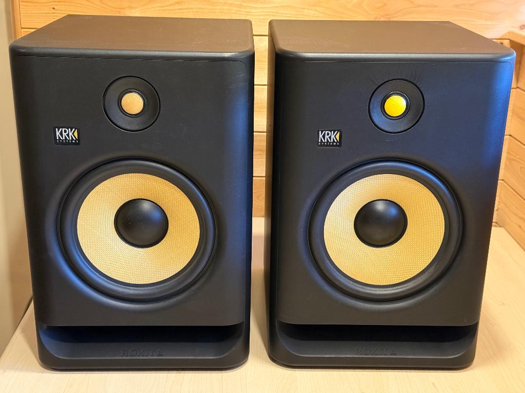 KRK Rokit 8 G4 set monitor speakers, Audio, Tv en Foto, Luidsprekerboxen, Gebruikt, 60 tot 120 watt, Front, Rear of Stereo speakers