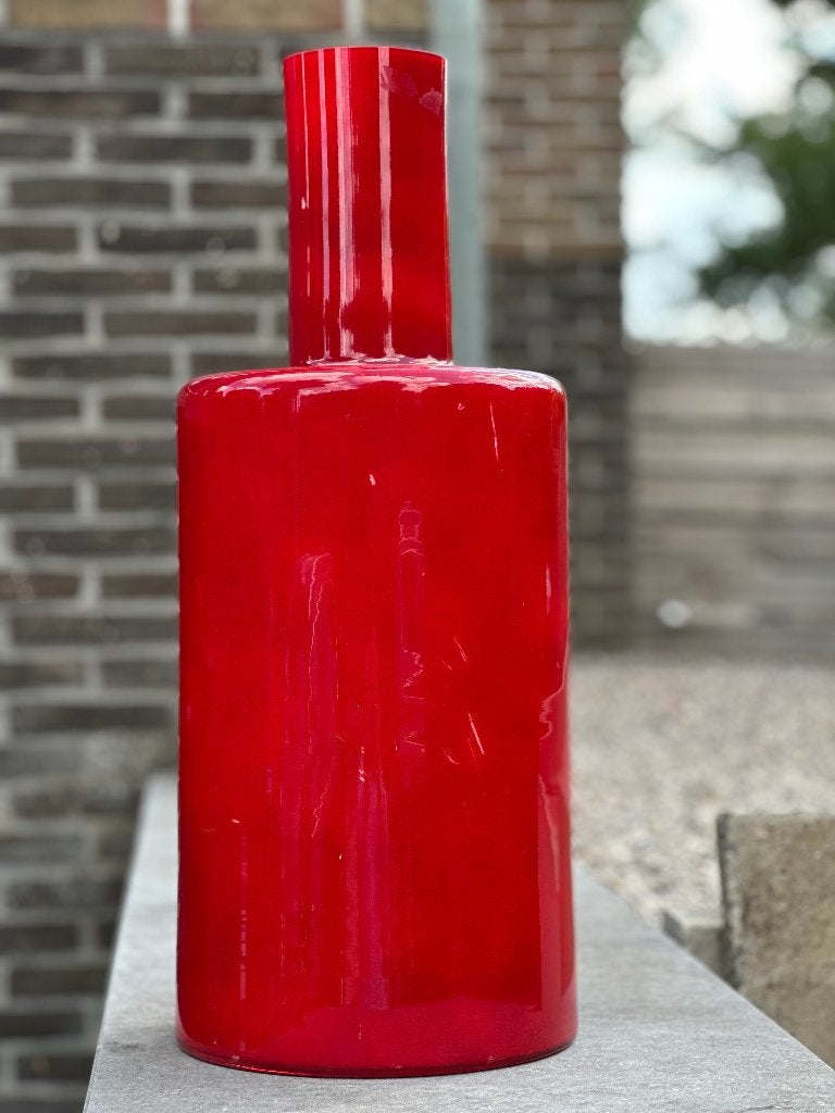 Vase de grande taille de couleur rouge, Rouge, Fait main, 30 cm, Enlèvement