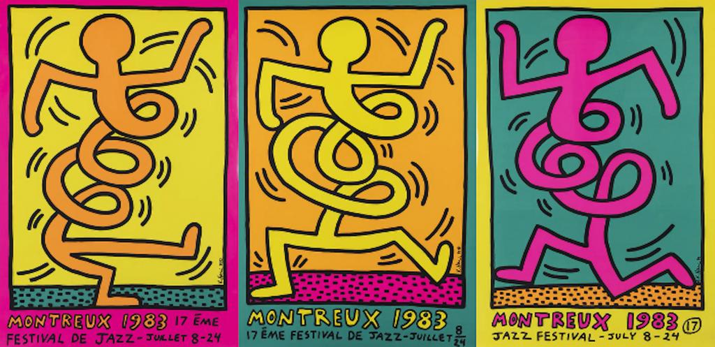Keith Haring - 3 original 'Montreux Jazz De Festival, Enlèvement ou Envoi