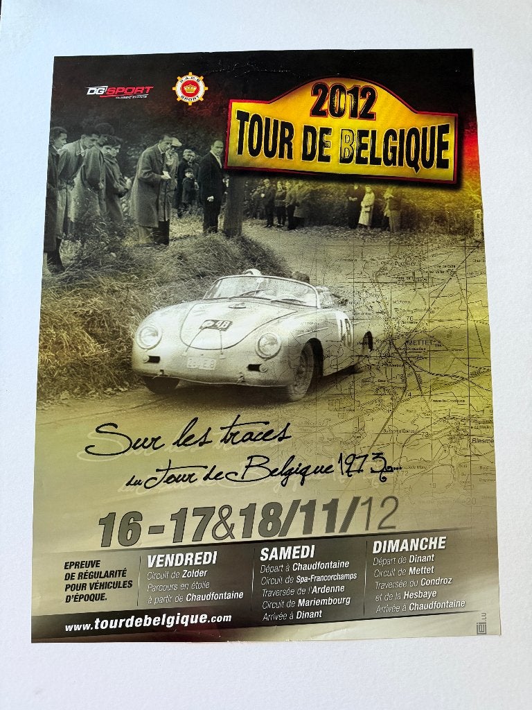 poster Tour de Belgique  auto Porsche 356, Enlèvement ou Envoi, Voitures