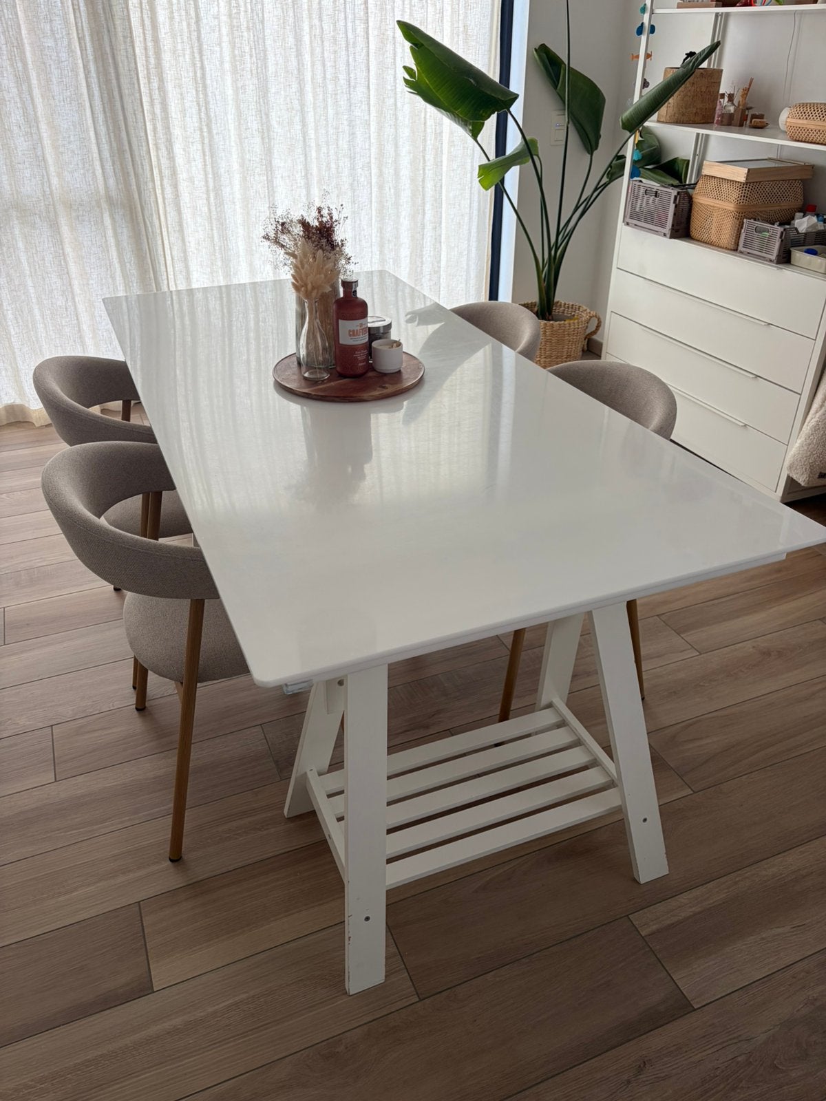 Grote witte tekentafel / werktafel – 200 x 94 cm, Huis en Inrichting, Ophalen, Gebruikt, Kunststof