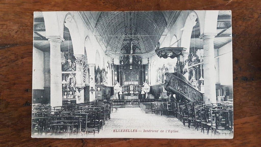 Carte postale Ellezelles Intérieur de l'Eglise, Enlèvement ou Envoi, Avant 1920, Affranchie, Hainaut