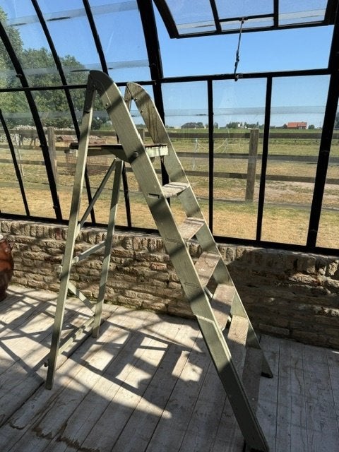 HOUTEN TRAPLADDER brocante, Ophalen, Gebruikt