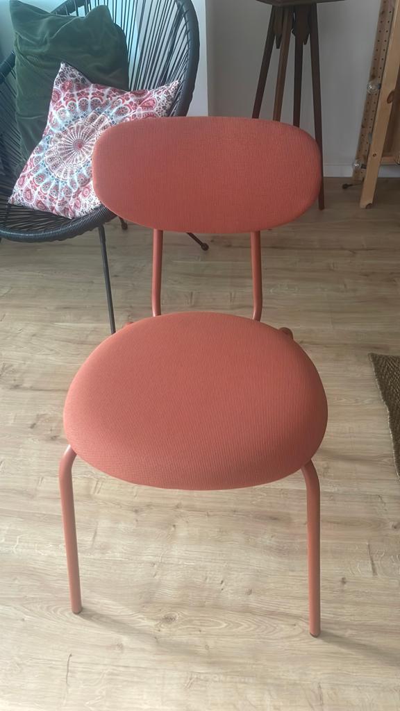 6 mooie eetkamer stoelen in roestkleur, Maison & Meubles, Enlèvement, Comme neuf