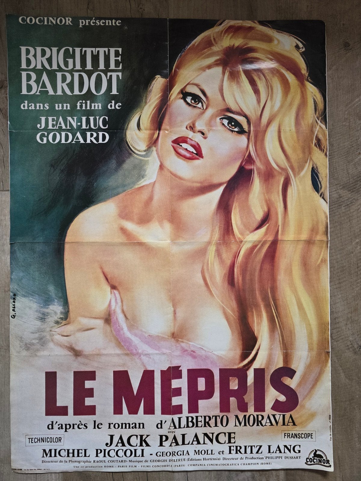 Franse filmposter , voorkant Brigitte Bardot H 82 X B 58 CM, Ophalen of Verzenden