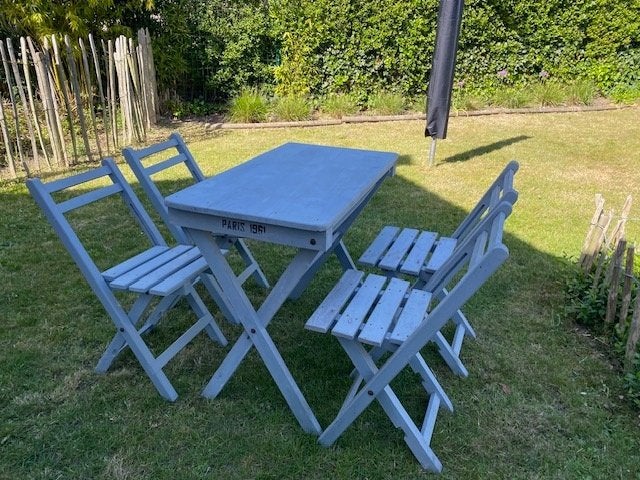 Bistroset grijs kleur, Ophalen, 4 zitplaatsen, Gebruikt, Loungeset