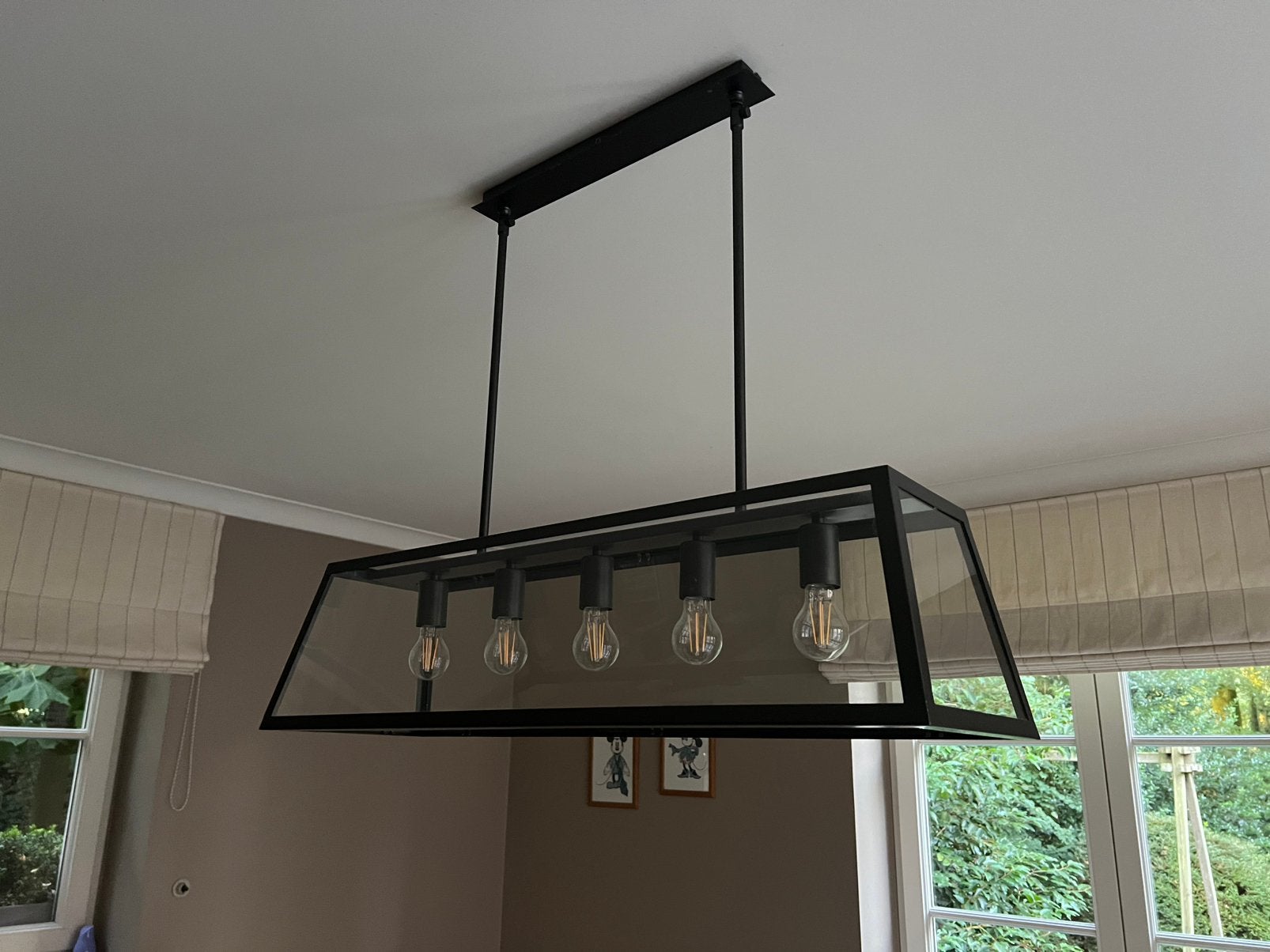 Metalen hanglamp met 5 led lampen, Ophalen, Zo goed als nieuw, Metaal