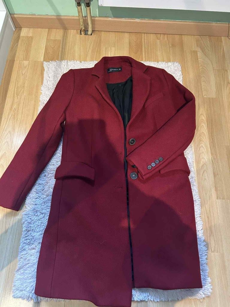 rode lange jas zara women maat M als nieuw, Kleding | Dames, Ophalen of Verzenden, Zo goed als nieuw, Maat 38/40 (M)