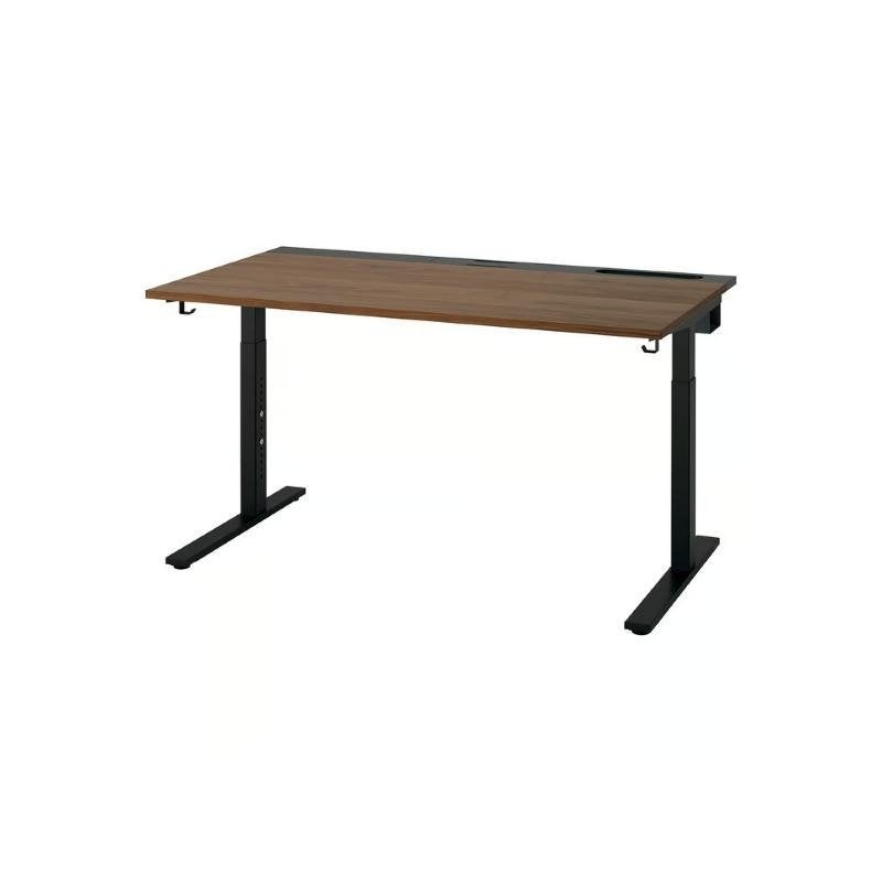 IKEA MITTZON bureau 140x80 walnootfineer/zwart (met factuur), Huis en Inrichting, Zwart, Kabelgoot, Ophalen of Verzenden, Zo goed als nieuw
