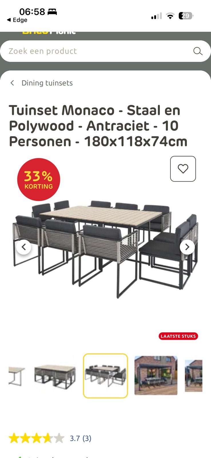 Tuinset Monaco, Huis en Inrichting, Slaapkamer | Slaapbanken, Ophalen, Gebruikt, 190 cm of minder, 120 cm