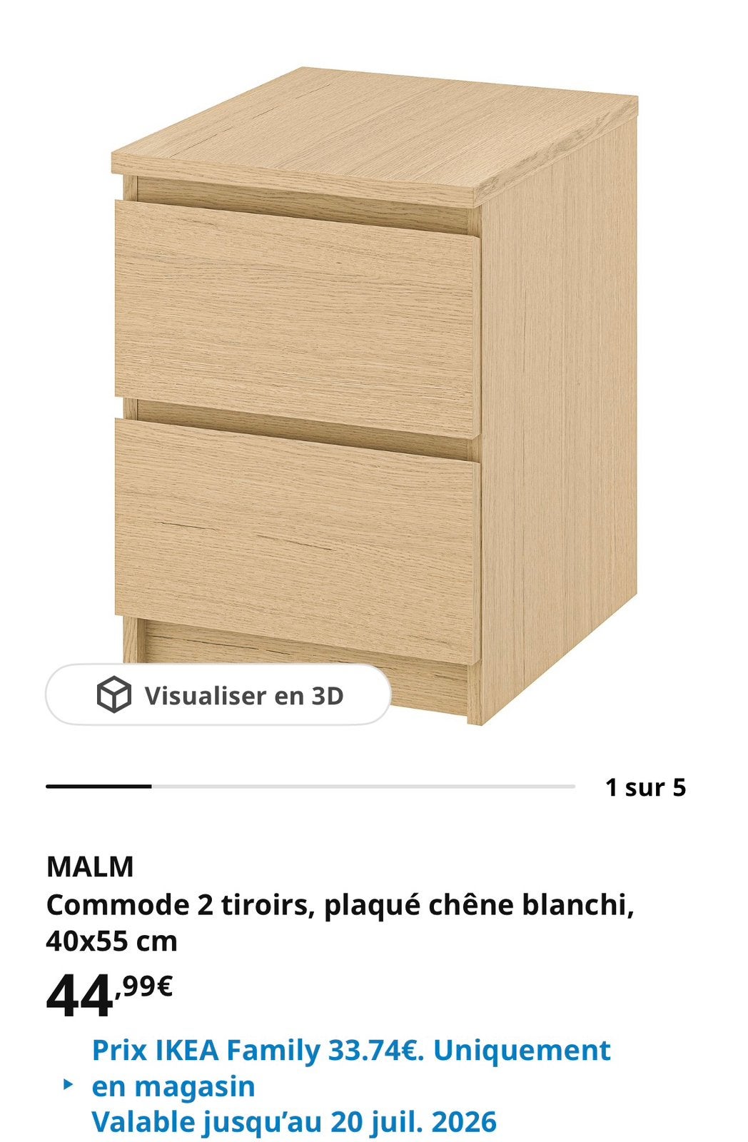 Commode 2 tiroirs, Huis en Inrichting, Kasten | Ladekasten, Ophalen, Zo goed als nieuw