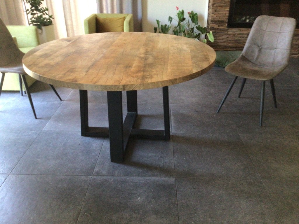 Tafel met stoelen, Maison & Meubles, Quatre personnes, Rond, Comme neuf, 100 à 150 cm