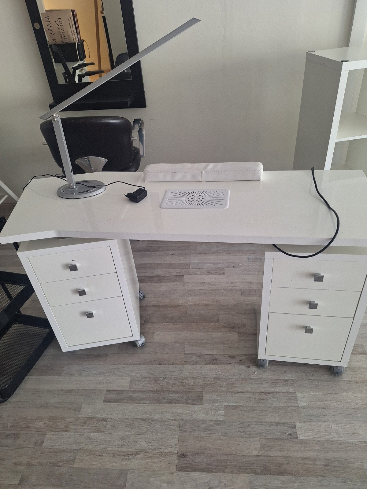 Professionele Districos nageltafel met afzuiging, Ophalen, Opbergruimte, Wit