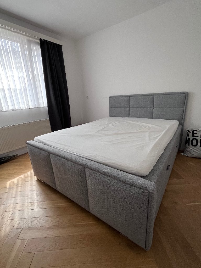 Boxspring met opbergruimte, Huis en Inrichting, Ophalen, Tweepersoons, Zo goed als nieuw, Grijs