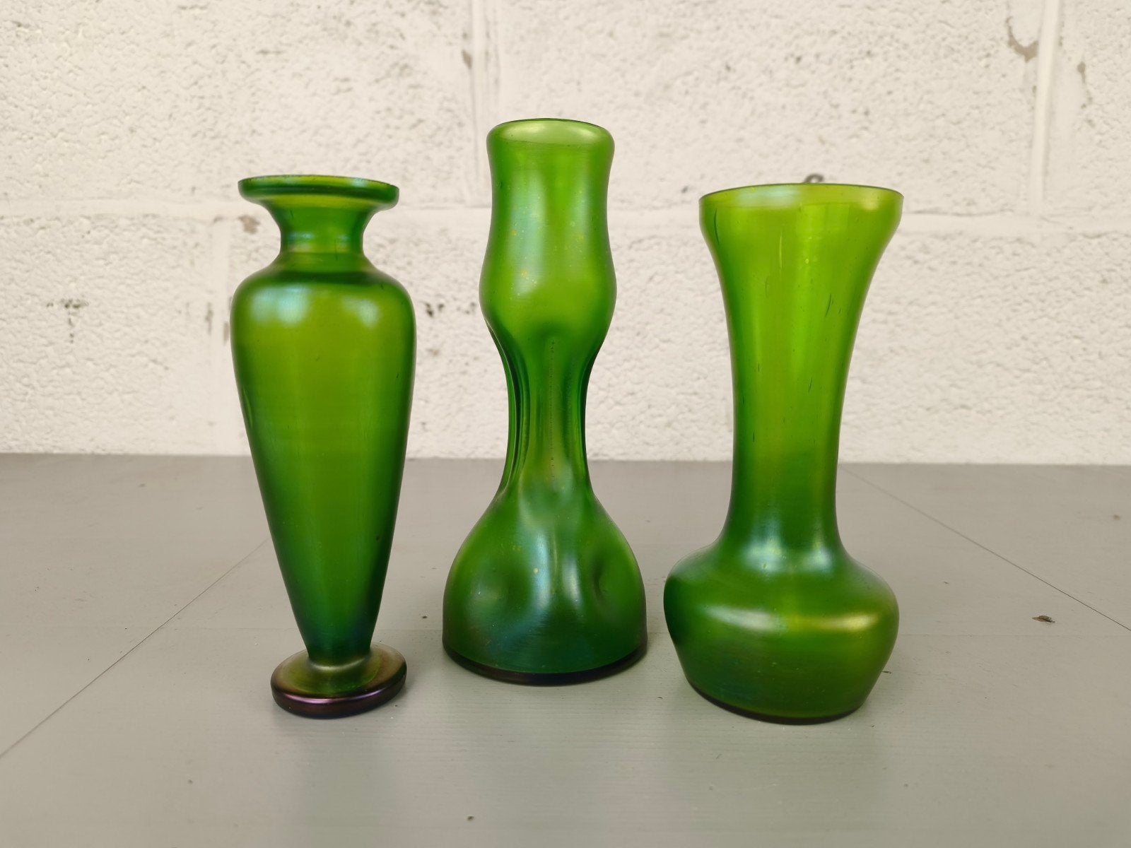 trio antieke Boheemse vazen, Ophalen of Verzenden