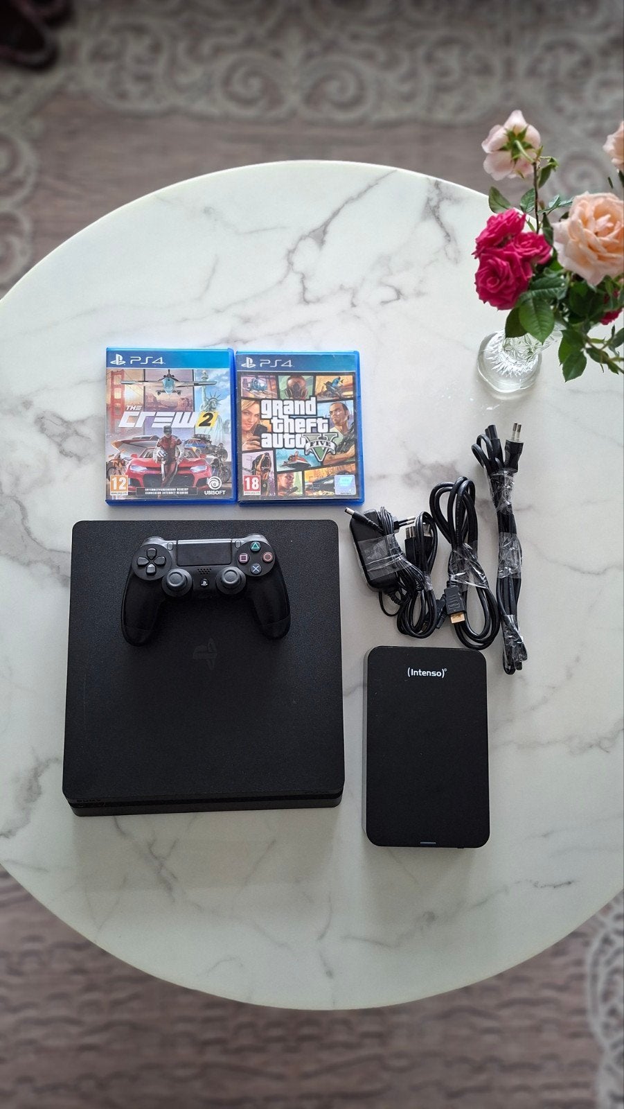PS4 SLIM + DISQUE DUR DE 2 TB, Enlèvement ou Envoi, Utilisé, Avec 1 manette, Avec jeux