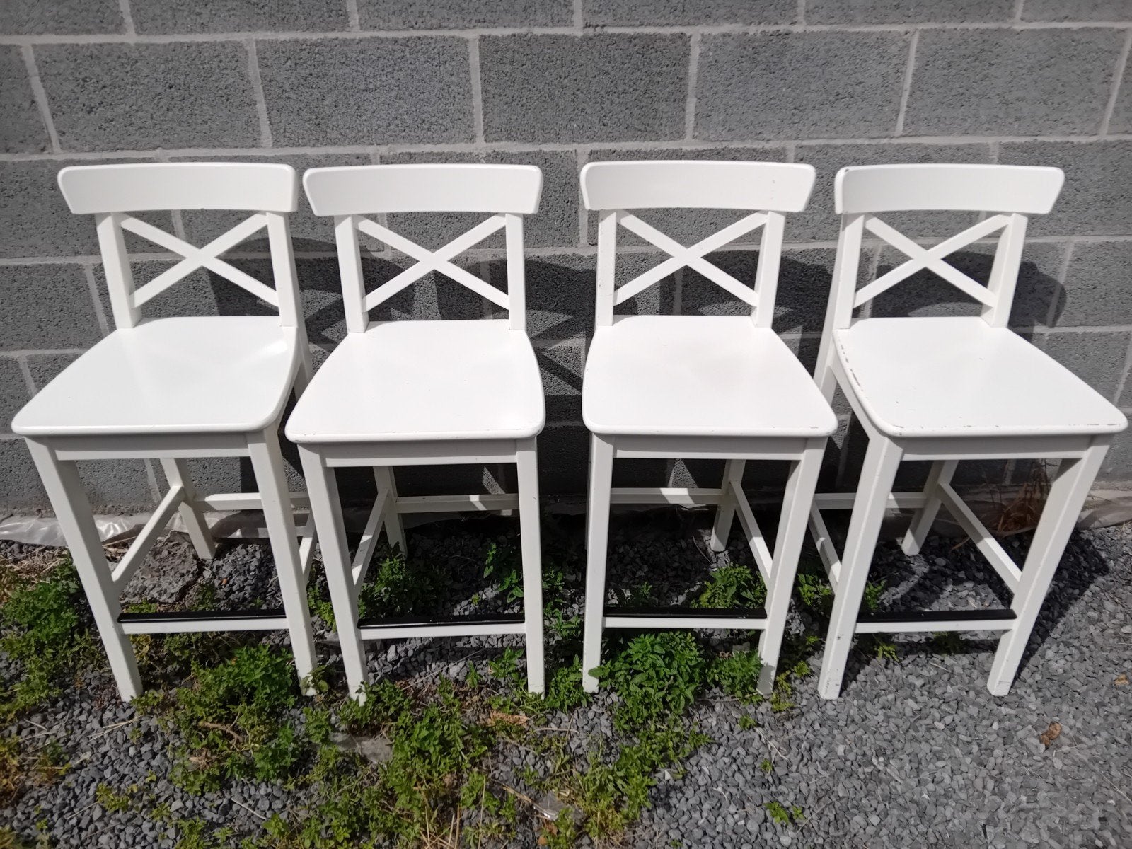 4 Chaises hautes, Avec repose-pieds, 4 tabourets, Enlèvement, Utilisé