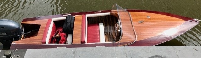 Houten boot Poncelet, Watersport en Boten, Ophalen, Zo goed als nieuw, Viertaktmotor, Minder dan 70 pk
