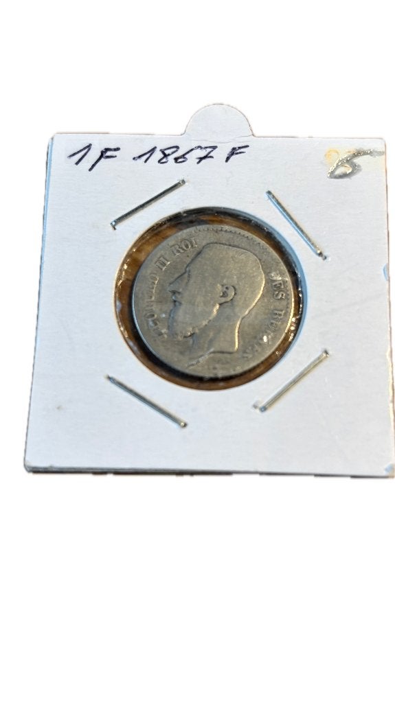 LEOPOLD II: Zilver 1 FRANC 1867F (2), Postzegels en Munten, Ophalen of Verzenden, Zilver, Zilver