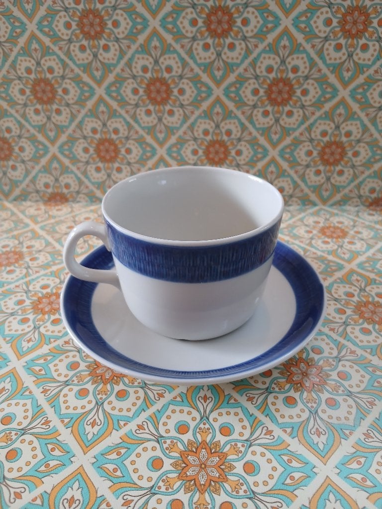 Zweeds design rörstrand Koka blá theekop + schotel, Huis en Inrichting, Ophalen, Gebruikt, Overige merken, Vintage