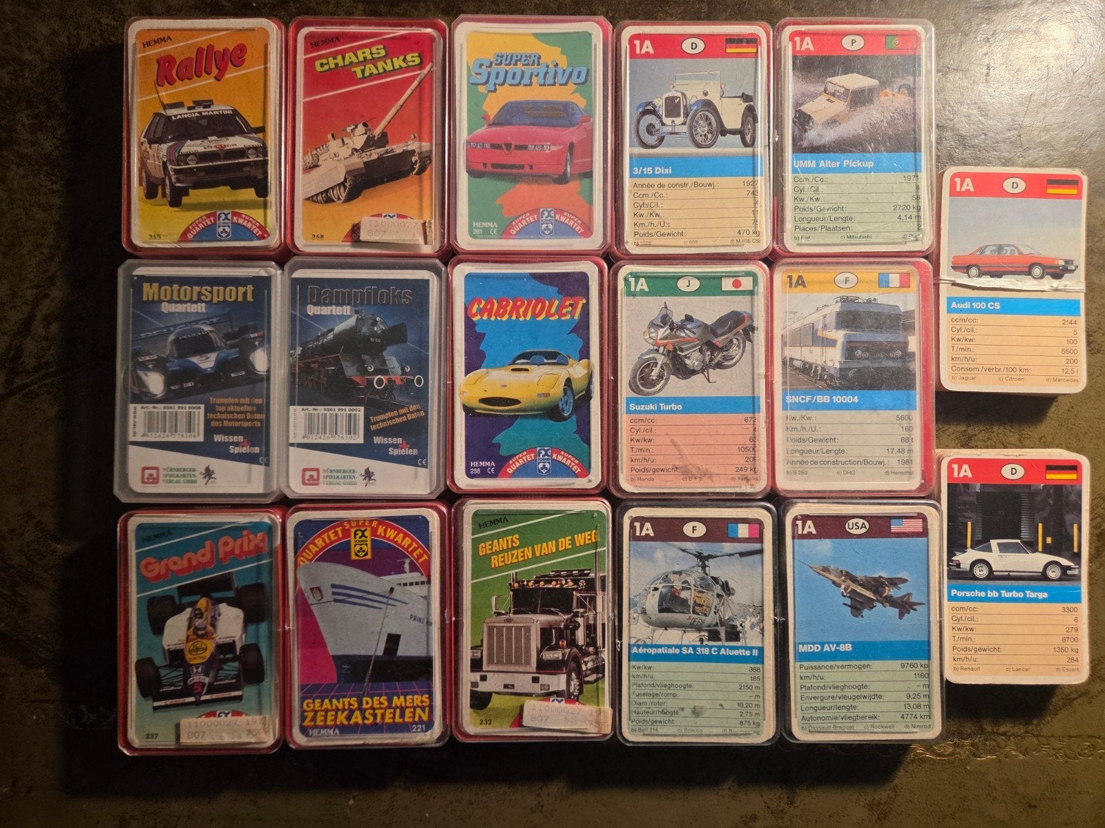 17 complete kwartetspel, en 7 incomplete, Verzamelen, Ophalen of Verzenden, Gebruikt, Kwartet(ten)
