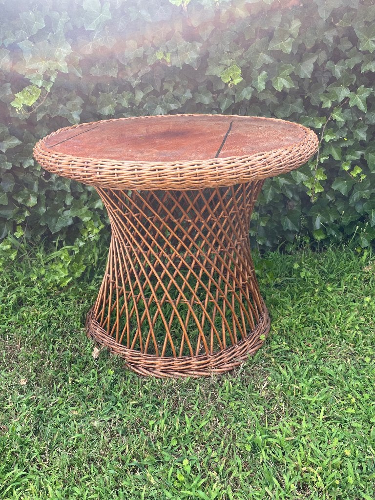 rotan bijzettafel / salontafel voor €15, Maison & Meubles, Tables | Tables de salon, Utilisé, Enlèvement